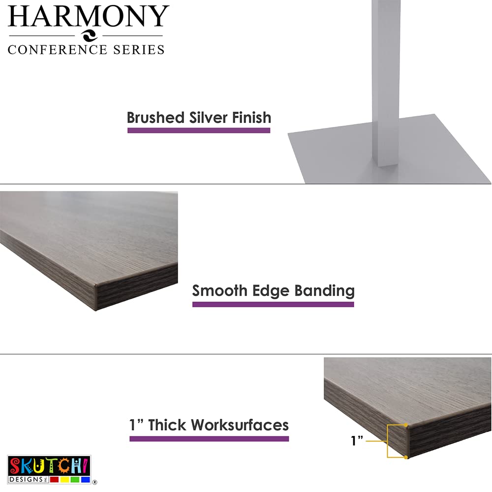 SKUTCHI DESIGNS INC. 12 Person Rectangular Conference Table with Matte Black Bases | Modular Table | Harmony Series | 12' | White - WoodArtSupply