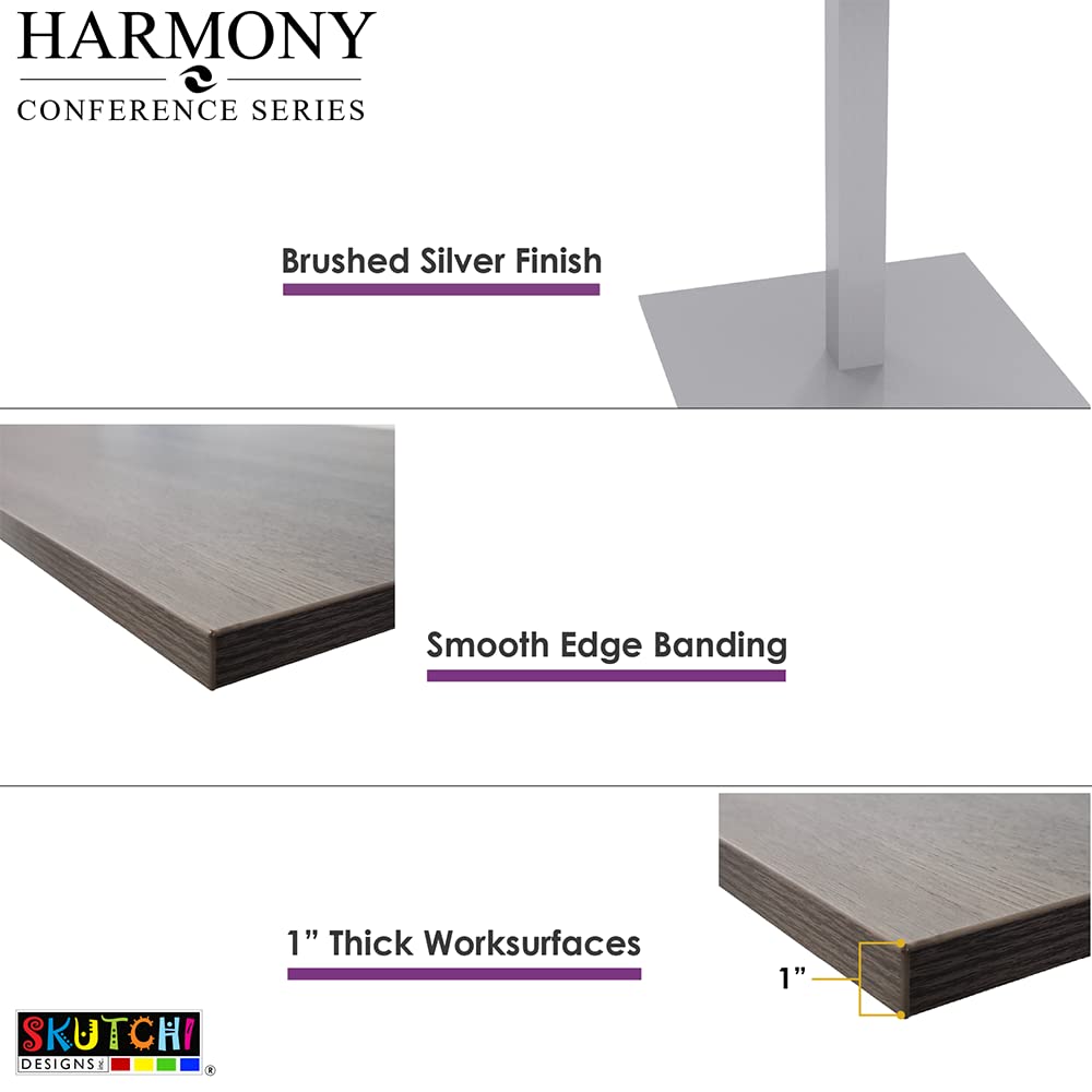 12 Person Rectangle Conference Table with Matte Black Square Metal Base | Scratch-Resistant Laminate | Harmony Series Modular Meeting Tables for Office and Homes | Black Cypress - 12' SKUTCHI DESIGNS INC.