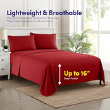 1500 Supreme Collection Bed Sheet Set - Extra Soft, Elastic Corner Straps, Deep Pockets, Wrinkle & Fade Resistant Hypoallergenic Sheets Set, Luxury Hotel Bedding, Full, Red Sweet Home Collection