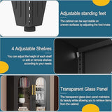 GAIOUS Metal Storage Cabinet with 2 Glass Doors, 71" Tall Lockable Cabinet with Adjustable Shelves, Black Steel Versatile Storage Cabinets for Home Office Garage Gym School GAIOUS