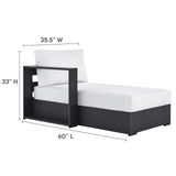 Modway Tahoe Aluminum 4-Piece Outdoor Patio Furniture Gray White, Modular Sectional Sofa Set with Chaise Lounges, Weather-Resistant Cushion, Ideal for Deck, Backyard, Poolside Modway