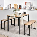 Giantex Dining Table Set for 4, Industrial Kitchen Table Set w/ 2 Benches, Space-Saving Dinette Set for Breakfast Nook, Dining Room, Kitchen, Easy Assembly (Natural) Giantex