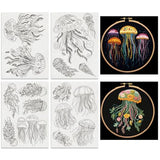 BENECREAT 4 Sheets 16 Pcs Jellyfish Water Soluble Embroidery Pattern, Stick and Stitch Embroidery Paper Wash Away Designs, Embroidery Starter for Beginners DIY Craft, Sewing Embroidery
