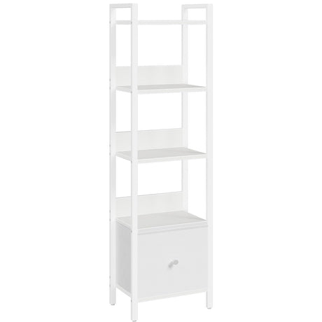MAHANCRIS Bookshelf, 5-Tier Bookcase with Drawer, Small Book Shelf for Small Space, Storage Shelf Organizer, for Living Room, Bedroom, Study, Kitchen, White BKWT55101 MAHANCRIS