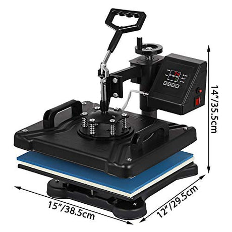 Heat Press 8 in 1 Heat Press Machine 38X30cm, Combo Heat Press Machine for T-Shirt Hat Cap Mug Plate, Multifuctional Heat Transfer Machine for T-Shirt Mug Hat Plate Transfer Printer YAOBAO