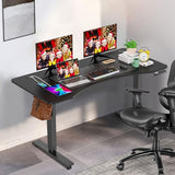 farexon Electric Standing Desk Adjustable Height,63x24 Inches Stand Up Desk, Ergonomically Curved Desktop with Outlet, Lockable Casters,27.''-46'' Lifting Range Home Office Computer Desk（Black farexon