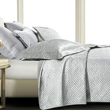 NTBAY Twin Silk Satin Quilt Set, Geometric Pattern Bedspread Luxury Quilted Coverlet Set for All Seasons(1 Quilt, 1 Pillow Sham), Silver NTBAY