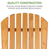 Best Choice Products Folding Adirondack Chair Outdoor Wooden Accent Furniture Fire Pit Lounge Chairs for Yard, Garden, Patio w/ 350lb Weight Capacity - Natural