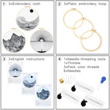 Crafmanoe Easy Embroidery Kits for Beginners Embroidery Starter Kits for Adults, Sea Stamped Cross Stitch Kits for Beginners Adults, Line Hand Embroidery Needlepoint Kit, 3 Set Embroidery Hoops