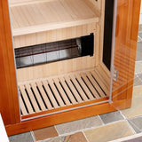 Woodbridge Infrared Home Sauna Room 1 Person Japanese Cedar Indoor Sauna with 7 Carbon Heaters, Red Light Therapy, Bluetooth Speaker, Intelligent Control Panel, Tempered Glass & Top Vent WOODBRIDGE