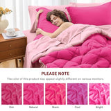 MUXHOMO 7 Pieces Full Comforter Set, Reversible Bed in a Bag Full Size, All Season Bedding Set with Comforter, Flat Sheet, Fitted Sheet, Pillowcases & Shams, Hot Pink & Baby Pink MUXHOMO