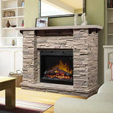Dimplex Featherston Electric Fireplace with Mantel Surround Package | Pine with Gray Stone-Look, Includes 28" Electric Firebox Heater | 1500W | LED Flames | Remote Control | #GDS28L8-1152LR DIMPLEX