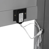 Virubi Queen Horizontal Fluted Murphy Bed with LED Lights,Wood Folding Hideaway Murphy Chest Bed for Adult Guest Room Living Room Bedroom (Grey) Virubi