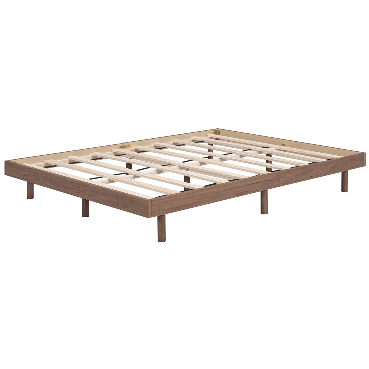 Klwenas Maec Full Size Floating Bed Frame Without Headboard,10.5" Wood Low Profile Platform Bed with Sturdy Slats Support,Noise Free,No Box Spring Needed,Noise-Free,Easy to Assemble (Walnut, Full) Klwenas Maec