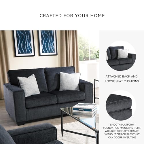 Signature Design by Ashley Altari Modern Loveseat with 2 Accent Pillows, Dark Gray Signature Design by Ashley