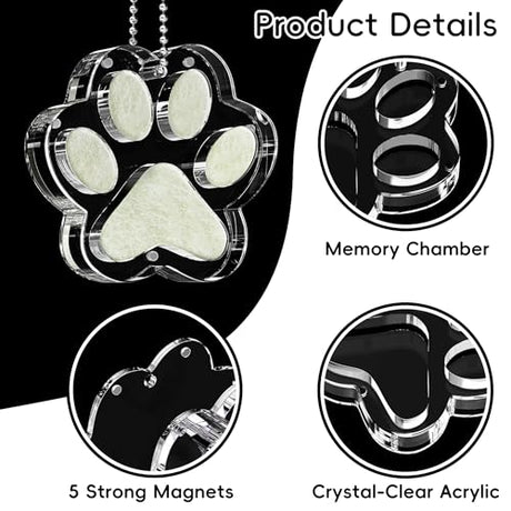 AXEFUN Pet Fur Keepsake Paw – Clear Acrylic Pet Memorial Ornament with Magnetic Openable Memory Chamber, Pet Loss Remembrance Gift for Dog, Cat & Small Animals AXEFUN