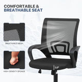 MoNiBloom Mesh Office Chair, Ergonomic Computer Chair for Adults, Rolling Swivel Mid-Back Desk Chair with Lumbar Support, Comfy Armrest for Home Office, Gaming, Black MoNiBloom