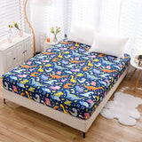 NATURETY Bedding Fitted Sheet with Deep Pocket,Dino Printed Thicken Fabric Bed Sheets (Navy Blue(Dinosaur), King) NATURETY