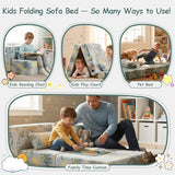 Tiita Kids Folding Sofa Bed Floor Mattress, Trifold Futon Mattress Kids Fold Up Bed, Toddler Fold Out Couch Beds, Foldable Toddler Floor Beds Nap Mat with Storage Bag, Green Dinosaur Tiita