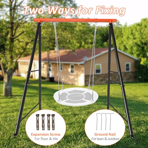 Swing Stand Frame, 550lbs Weight Capacity Swing Stand, Heavy Duty A-Frame Swing, Single Swing Frame for Yoga Hammock Saucer Baby Porch Swing(Swing NOT Included),Orange Fruyyzl