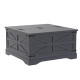 JXQTLINGMU Farmhouse Coffee Table, Square Wood Center Table with Large Hidden Storage Compartment for Living Room, Rustic Cocktail Table with Hinged Lift Top for Home, Black JXQTLINGMU