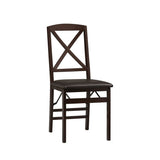 Linon Fully Assembled Triena X Back Folding Chair Set of 2, 17" w x 20" d x 35.5" h, Merlot/Brown Linon