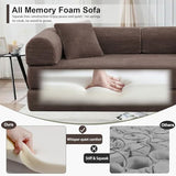 JJJ 63 inch Sofa Bed 4-in-1 Boneless Convertible Corduroy Sleeper Folding Couch with Fixed-Shape Frame and 2 Futons No Assemble Required 3 Seater Upholstered for Living Room (Brown, 63 inch) JJJ