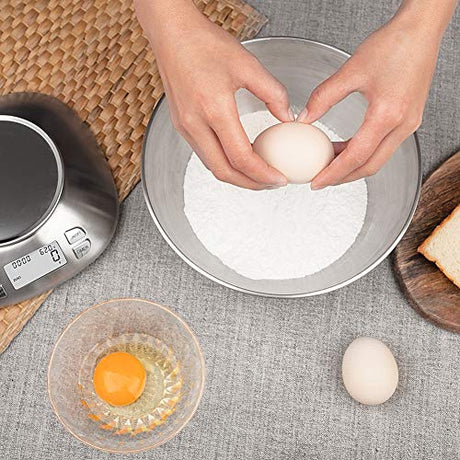 Digital Kitchen Scale with Removable Bowl 2.5L Volume, Electronic Stainless Steel Food Scale for Cooking Baking, Room Temperature, Alarm Timer, 12lb 5.5kg, Batteries Included FOLIND