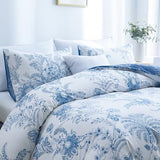 BOLINLIVING Floral Duvet Cover Full Size 3 Pieces, Flower Duvet Cover with 2 Pillow Shams, Soft Floral Bedding Set White and Blue for All Season, Breathable, Zipper Closure… BOLINLIVING