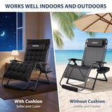 HOMSHADE Oversized Zero Gravity Chair, 33In XXL Outdoor Recliner Chair w/Removable Cushion&Headrest, Reclining Patio Chairs for Indoor, Camping Lounge Chair with Footrest, Support 500LBS, Black