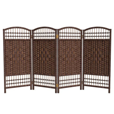 Red Lantern 3 ft. Short Fiber Weave Folding Screen - Dark Mocha - 4 Panels Red Lantern