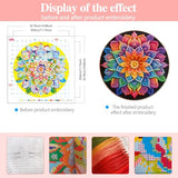 Zhenqing Mandala Cross Stitch Kit for Beginners, 11CT Printed 36x36cm, Full Stitch Colorful Flower Design with Threads & Instructions (70817)