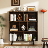 Shintenchi Cube Storage Organizer, 3 Tier Mid-Century Bookcase with Legs Cubeicals Retro Wood Organizer Storage Bookcase, Freestanding Open Book Shelves for Bedroom,Living Room,Office(Brown) Shintenchi