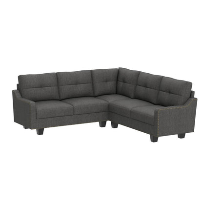 HONBAY Convertible Sectional Sofa L Shaped Couch for Small Apartment Reversible Sectional Couch for Living Room,Dark Grey