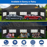 COBIZI 10x30 Pop up Canopy Tent 10x30 Canopy with 8 Sidewalls Waterproof Heavy Duty Commercial Tent for Parties Outdoor Garden Gazebo, Carry Bag with Wheel(10x30ft, Black) COBIZI