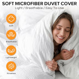 Cozyide White Duvet Cover Full Size, 3 Pieces Bedding Duvet Covers, Soft Breathable Seersucker Duvet Cover Set with Zipper Closure and Corner Ties (1 Duvet Cover 80"x90" + 2 Pillow Shams 20"x26") Cozyide