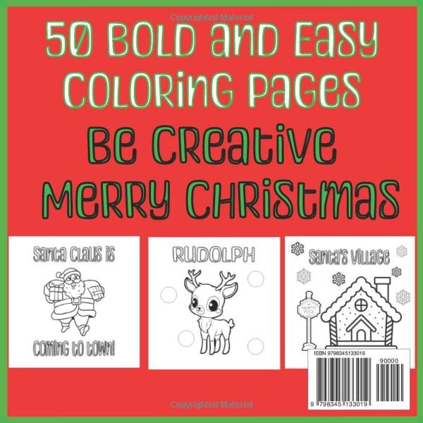 Stress Relief Christmas Coloring Book Bold and Easy for Adults and Children: Bold and Easy Designs for Adults and Children to Enjoy a Relaxing Holiday Experience WoodArtSupply