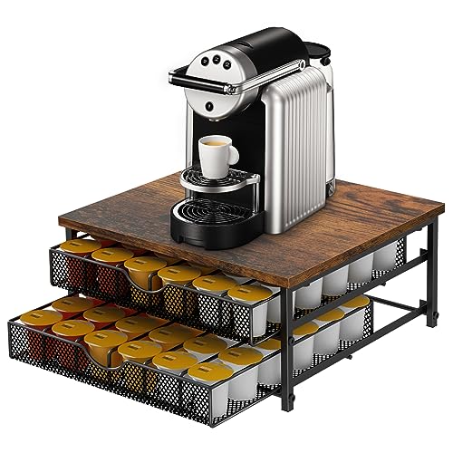 Coffee Pod Drawer Holder Capsule Storage Organizer 2 Tier Coffee Pods Holder With Sliding Baskets for 72 Capacity K Pod, Suit for Home Office Cafe Counter (Black) - WoodArtSupply