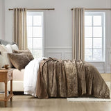 AJOCCI Velvet Quilt Set, Mocha Brown Velvet Quilt King Size Comforter Set, Luxury Bedding Soft Plush Bedspread, Machine Washable Coverlet, All-Season 3 Pieces AJOCCI