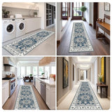 Yanlaza Boho Rug Runners 2x8,Narrow Long Hallway Runners,Kitchen Carpet Non Slip Washable,Rubber Backed Area Rugs for entryway Indoor Bedroom Bedside Farmhouse Laundry Bathroom (Blue, 2'x8') Yanlaza