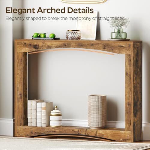 YATINEY Narrow Console Table, 5.9'' Thin Entryway Table, Behind Couch Table for Small Spaces, Small Farmhouse Hallway Table, for Living Room, Hallway, Foyer, Rustic Brown CT19RR YATINEY