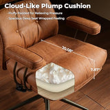 ovios Ergonomic Office Chair, High Back Faux Leather Executive Chairs with Thick Cushion, Comfy Mid-Century Modern Swivel Rolling Computer Armchair (Brown, Suede Leather) ovios