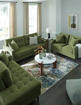 Signature Design by Ashley Bixler Mid-Century Modern Tufted Loveseat with 2 Toss Pillows, Green Signature Design by Ashley
