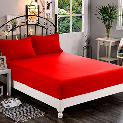 Elegant Comfort 1500 Premium Hotel Quality 1-Piece Fitted Sheet, Softest Quality Microfiber - Deep Pocket up to 16 inch, Wrinkle and Fade Resistant, Full, Red Elegant Comfort