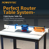 POWERTEC Router Table Top 24” x 32” w/Phenolic Template Precision Router Base with Insert Plate & Rings for Woodworking (71685) POWERTEC