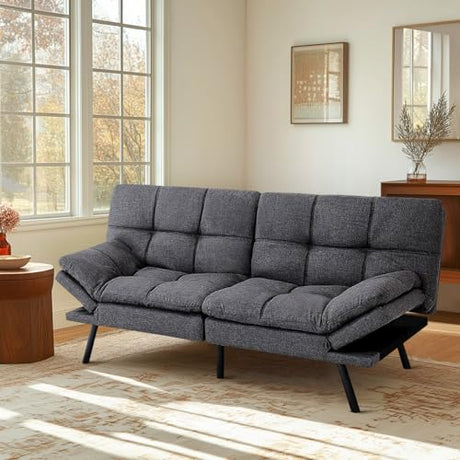 MUUEGM Convertible Futon Sofa Bed Memory Foam 71" Sofabed Modern Loveseat Sleeper Sofa with Adjustable Backrest & Armrest for Small Space Office Couch for Living Room,Apartment,Office MUUEGM