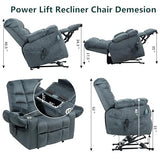 REHOUSING Oversized Power Lift Recliner Big Man 400lbs, Extra Wide Recliner Chair with Lifts Vertically for Elderly, Features Cup Holder, Heat and Massage, Zero Gravity Lay Flat for Adults (Blue)