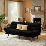 Marsail Futon Sofa Bed, 66” Futon Couch with Adjustable Backrest & Armrests, Convertible Small Sleeper Sofa Bed for Small Apartments, Study Room, Office, Corduroy Loveseat, Black Marsail