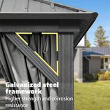 Domi Hardtop Gazebos 10x10FT, Aluminum Metal Gazebo with Galvanized Steel Double Roof Canopy, Curtain and Netting, Permanent Gazebo Pavilion for Patio, Backyard, Deck and Lawn, Grey domi outdoor living