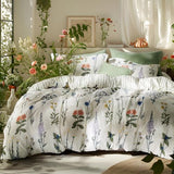 Bedsure Comforter Set Queen Size - Cute Floral Bedding Comforter Set, 3 Pieces, 1 Soft Reversible Coconut White Botanical Flowers Comforter and 2 Pillow Shams Bedsure